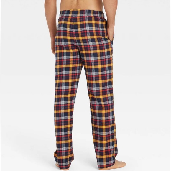 Goodfellow & Co Mens Flannel Pajama Pants Lounge Blue Red Gold Plaid - Picture 2 of 10